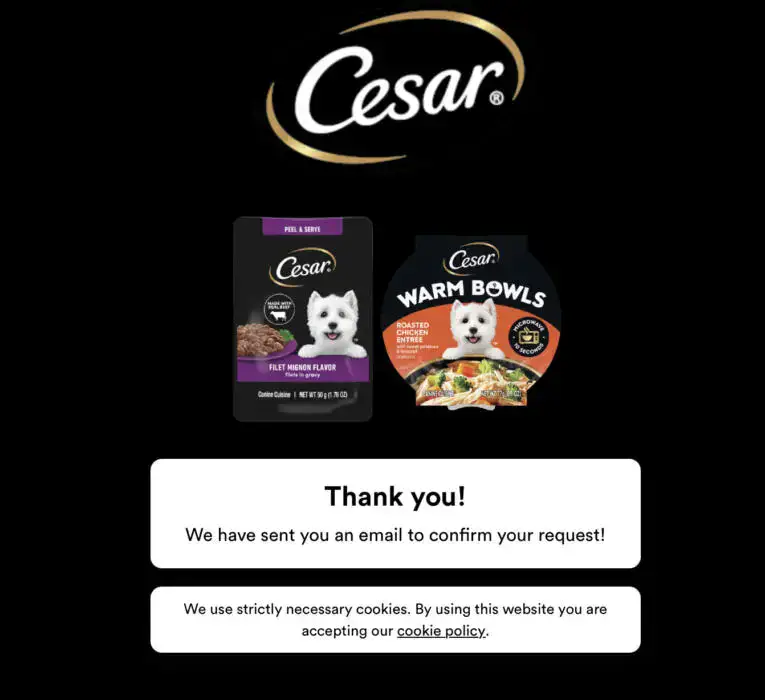 FREE CESAR Dog Food Samples (Two to choose from!)